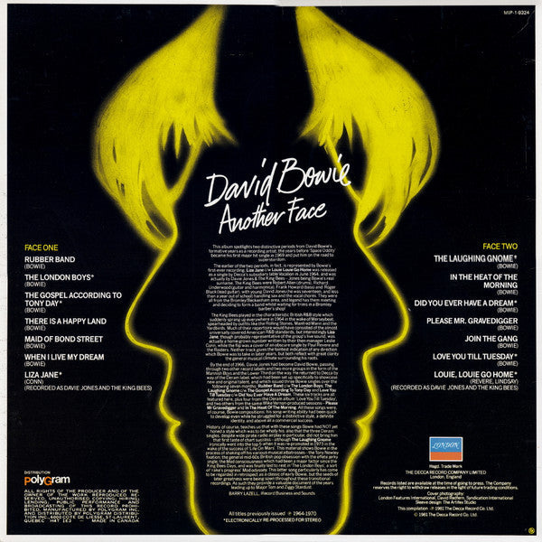 David Bowie – Another Face - 1981 Original Pressing Vinyl Pursuit Inc
