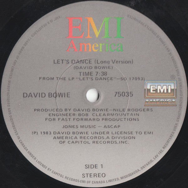 David Bowie – Let's Dance - 12" Single VinylPursuit.com