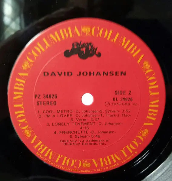 David Johansen – David Johansen - 1978 Original in Shrinkwrap! Vinyl Pursuit Inc