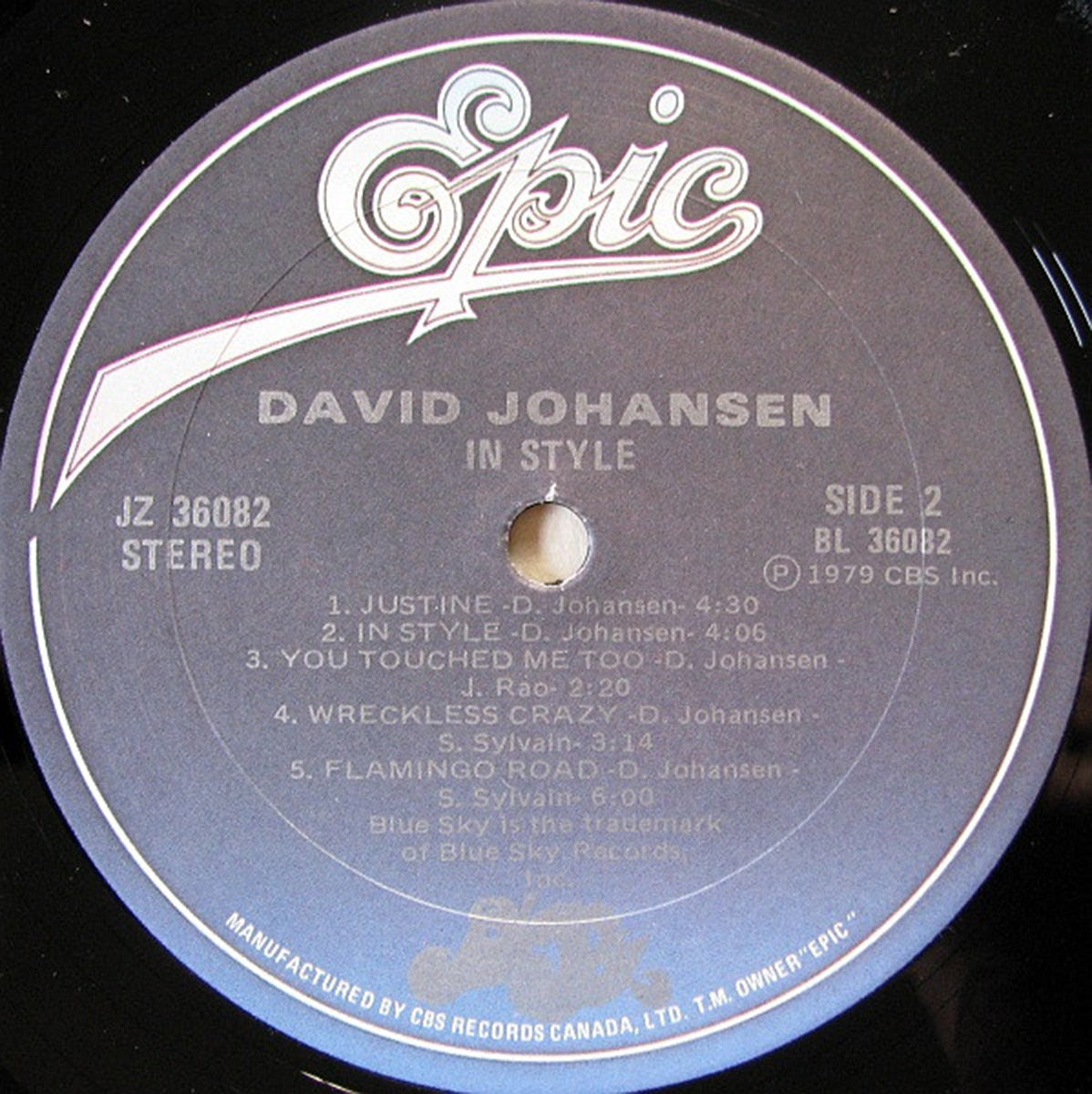 David Johansen – In Style - 1979 VinylPursuit.com