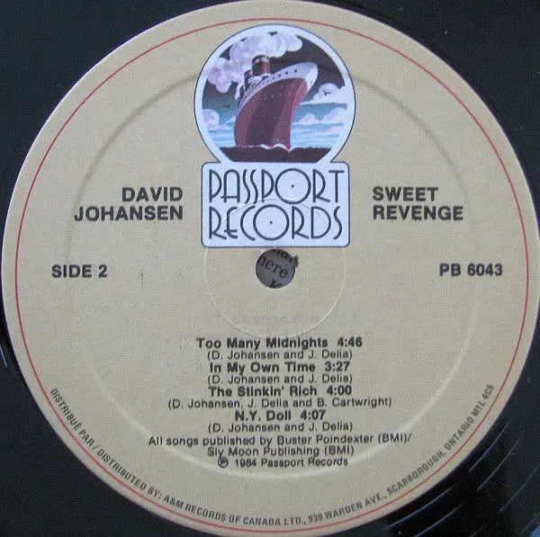 David Johansen – Sweet Revenge - 1984 Original Vinyl Pursuit Inc