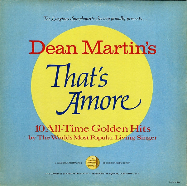 Dean Martin – That's Amore - 1973 Original US Pressing Vinyl Pursuit Inc