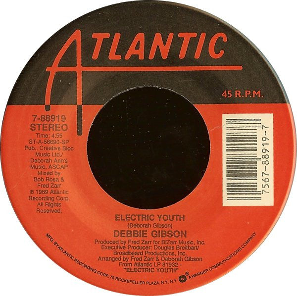 Debbie Gibson – Electric Youth - 7" Single - 1989 US Pressing VinylPursuit.com