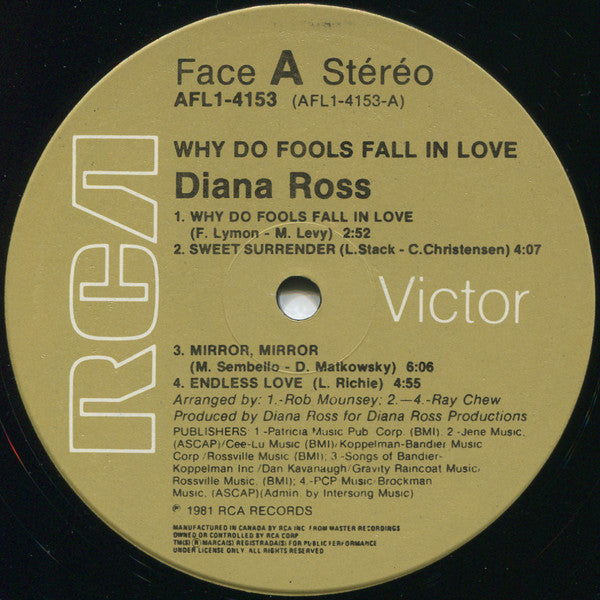 Diana Ross – Why Do Fools Fall In Love VinylPursuit.com