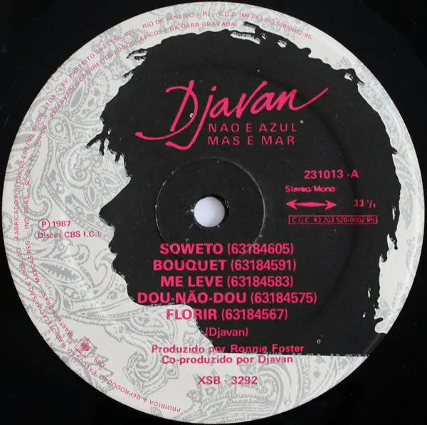 Djavan – Não É Azul Mas É Mar - 987 Brazilian Original Vinyl Pursuit Inc