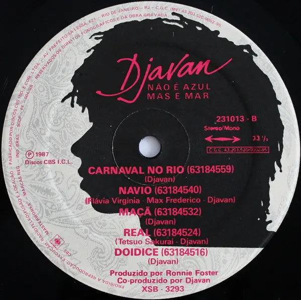 Djavan – Não É Azul Mas É Mar - 987 Brazilian Original Vinyl Pursuit Inc