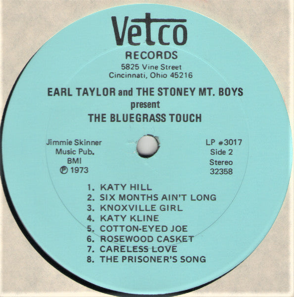 Earl Taylor And The Stoney Mt. Boys – The Blugrass Touch US Pressing VinylPursuit.com