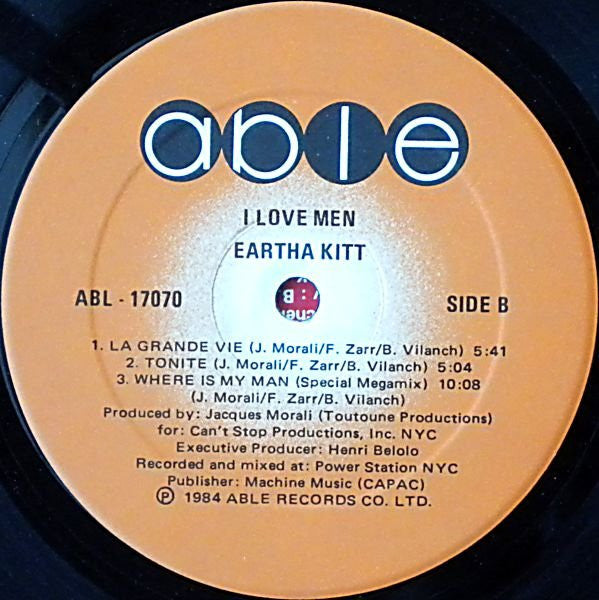 Eartha Kitt – I Love Men - 1984 Original Pressing Vinyl Pursuit Inc