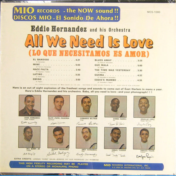 Eddie Hernandez And His Orchestra – All We Need Is Love - 1968 US Pressing, RARE Vinyl Pursuit Inc
