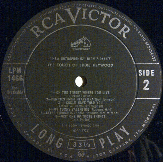 Eddie Heywood – The Touch Of Eddie Heywood - 1958 VinylPursuit.com