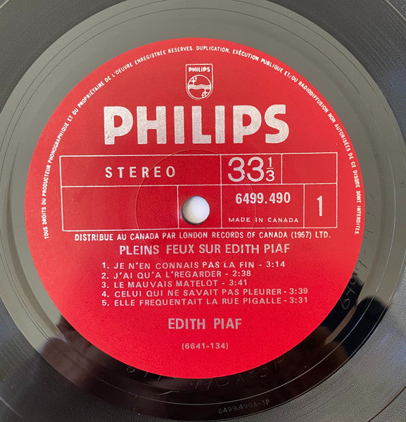 Edith Piaf – Pleins Feux Sur Edith Piaf - Double Album! Vinyl Pursuit Inc