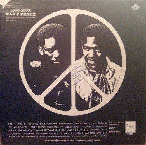 Edwin Starr – War And Peace -  1970 Original Pressing Vinyl Pursuit Inc