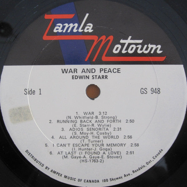 Edwin Starr – War And Peace -  1970 Original Pressing Vinyl Pursuit Inc