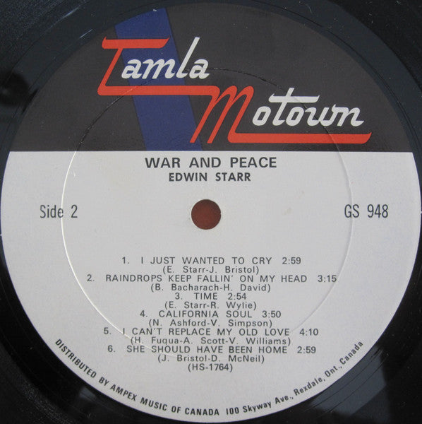 Edwin Starr – War And Peace -  1970 Original Pressing Vinyl Pursuit Inc