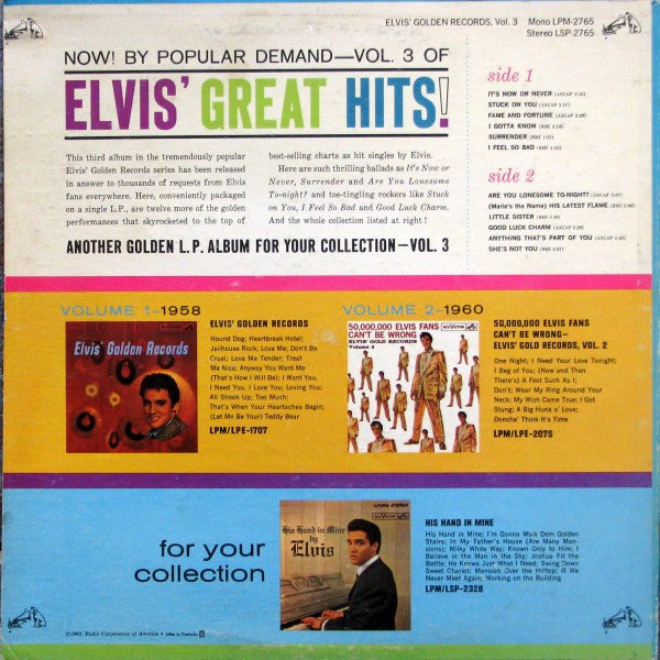 Elvis Presley – Elvis' Golden Records, Volume 3 VinylPursuit.com