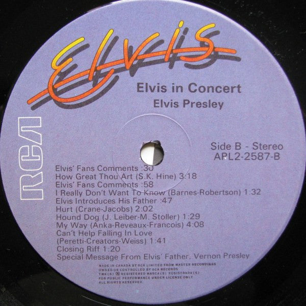 Elvis Presley – Elvis In Concert - 1977 VinylPursuit.com