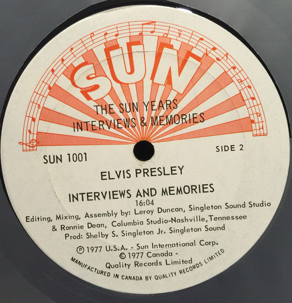 Elvis Presley – Interviews And Memories Of The Sun Years VinylPursuit.com