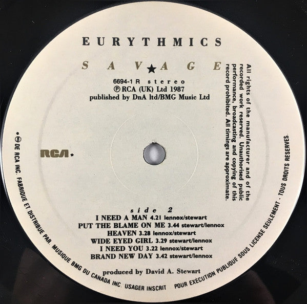 Eurythmics – Savage VinylPursuit.com
