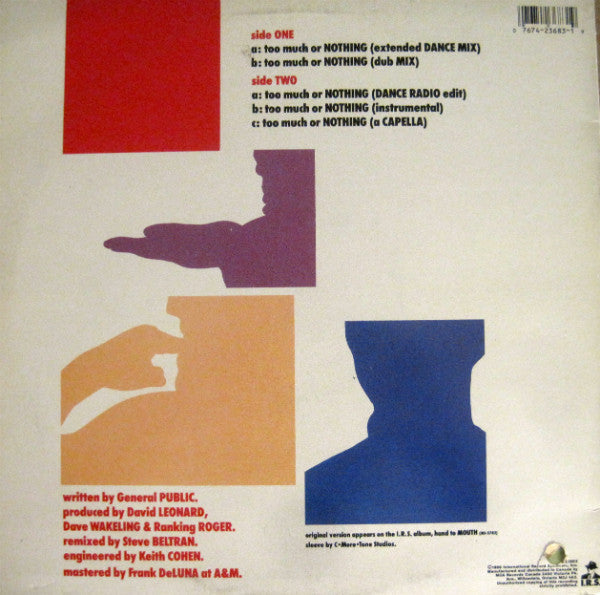 General Public – Too Much Or Nothing -  1986 Original - Sealed! VinylPursuit.com