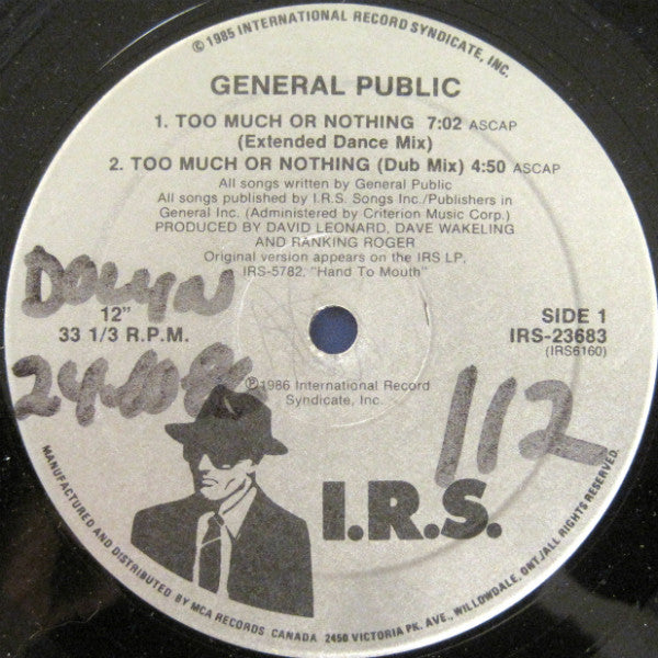General Public – Too Much Or Nothing -  1986 Original - Sealed! VinylPursuit.com