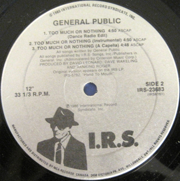 General Public – Too Much Or Nothing -  1986 Original - Sealed! VinylPursuit.com