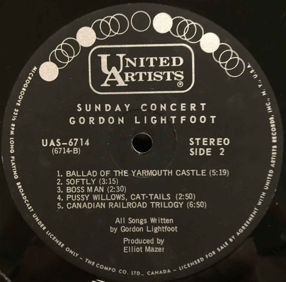 Gordon Lightfoot – Sunday Concert - 1969 Original! Vinyl Pursuit Inc
