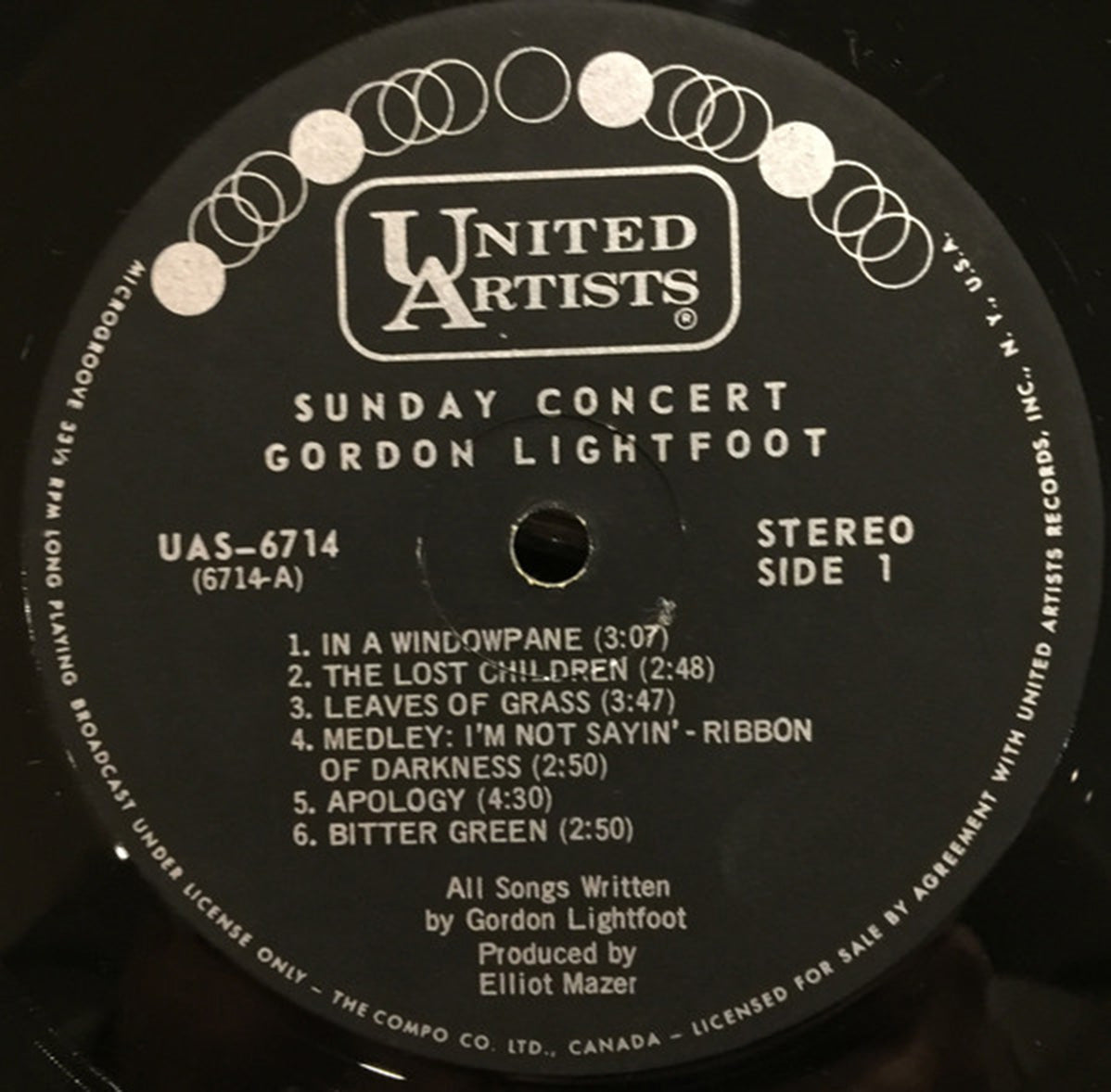 Gordon Lightfoot – Sunday Concert - 1969 Original! Vinyl Pursuit Inc