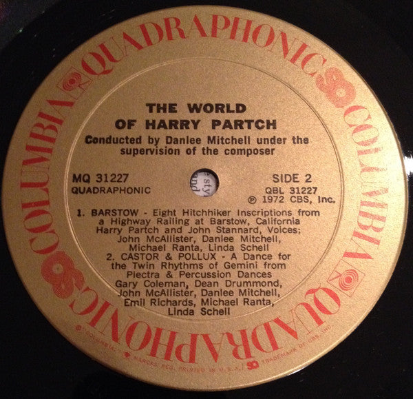 Harry Partch – The World Of Harry Partch - 1972 Quadraphonic US Pressing Vinyl Pursuit Inc