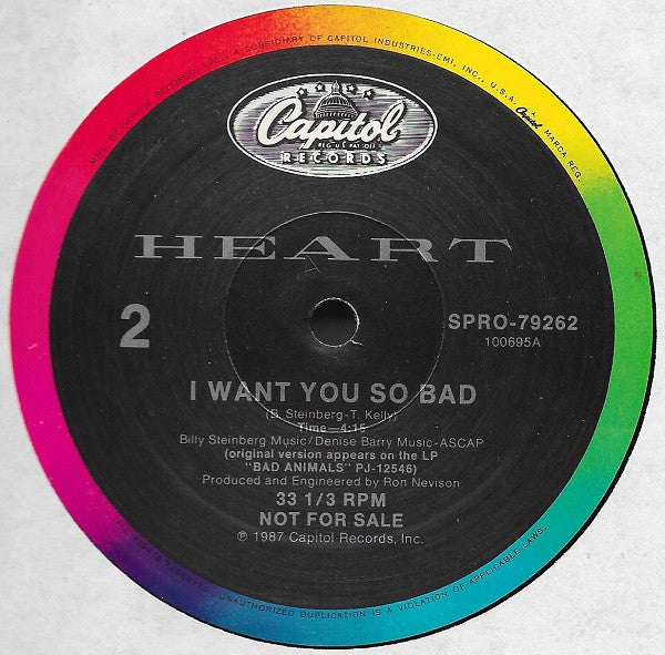Heart – I Want You So Bad - US 1987 Original Vinyl Pursuit Inc