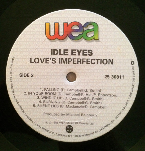 Idle Eyes – Love's Imperfection -  1986 Original Pressing Vinyl Pursuit Inc