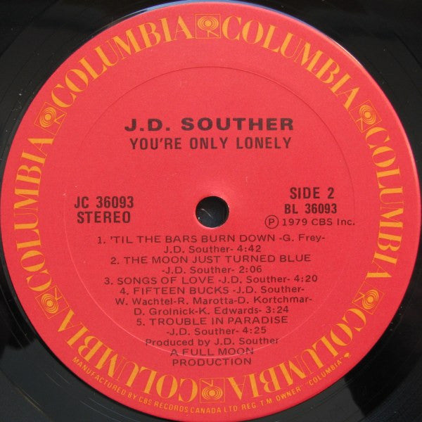 J.D. Souther You're Only Lonely Vinyl Pursuit Inc