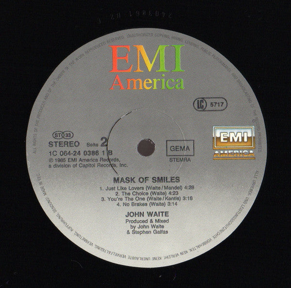 John Waite – Mask Of Smiles - 1985 European Pressing VinylPursuit.com