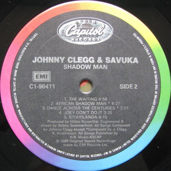 Johnny Clegg and Savuka – Shadow Man -  1988 Original Vinyl Pursuit Inc
