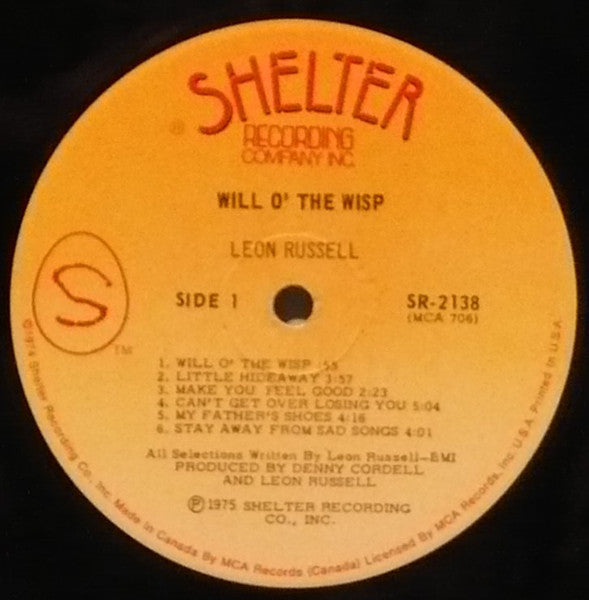 Leon Russell – Will O' The Wisp -  1975 Original Pressing Vinyl Pursuit Inc