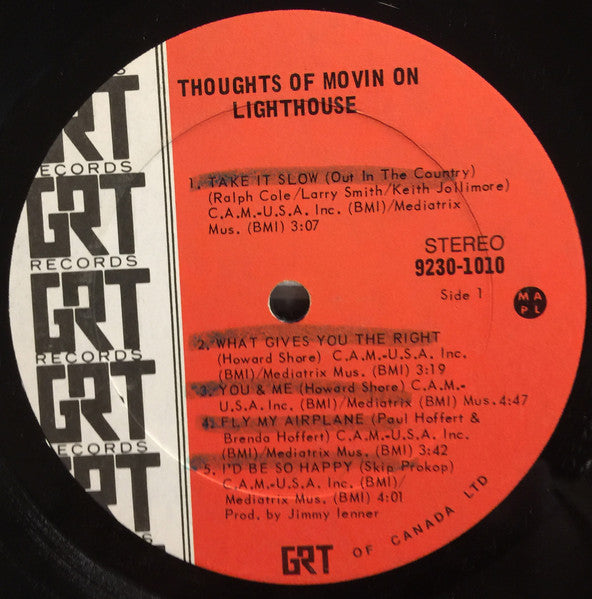 Lighthouse – Thoughts Of Movin' On - 1971 Original Pressing Vinyl Pursuit Inc
