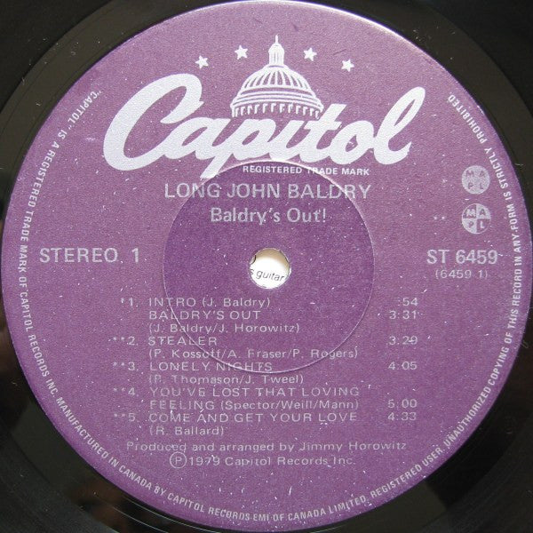 Long John Baldry – Baldry's Out! -  1979 Original Vinyl Pursuit Inc