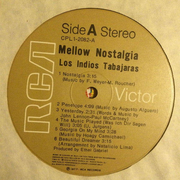 Los Indios Tabajaras – Mellow Nostalgia - 1977 Original Pressing Vinyl Pursuit Inc