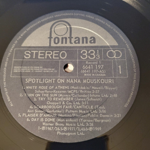 Nana Mouskouri – Spotlight On VinylPursuit.com