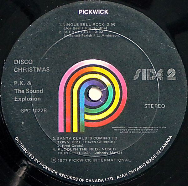 Christmas Disco -  P.K. And The Sound Explosion – 1977 Original Pressing - Missing 2nd Record Vinyl Pursuit Inc