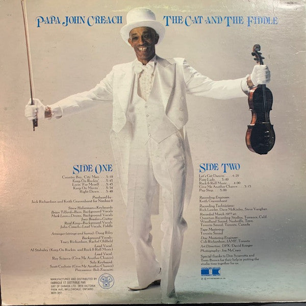 Papa John Creach – The Cat And The Fiddle -  1977 Original Pressing Vinyl Pursuit Inc