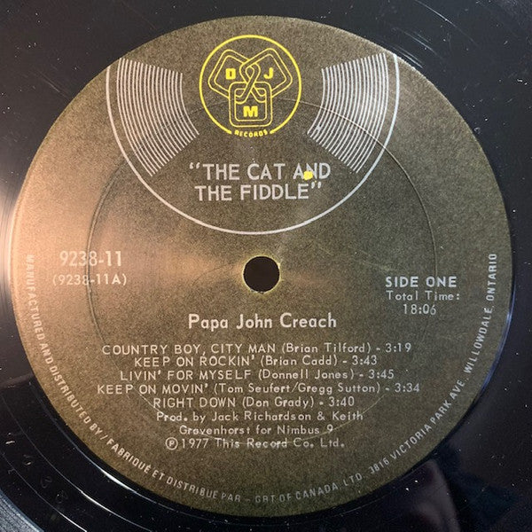 Papa John Creach – The Cat And The Fiddle -  1977 Original Pressing Vinyl Pursuit Inc