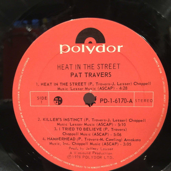 Pat Travers Band – Heat In The Street - 1978 VinylPursuit.com