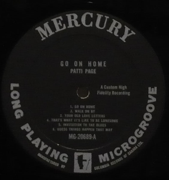Patti Page – Go On Home - 1962 MONO Original! Vinyl Pursuit Inc