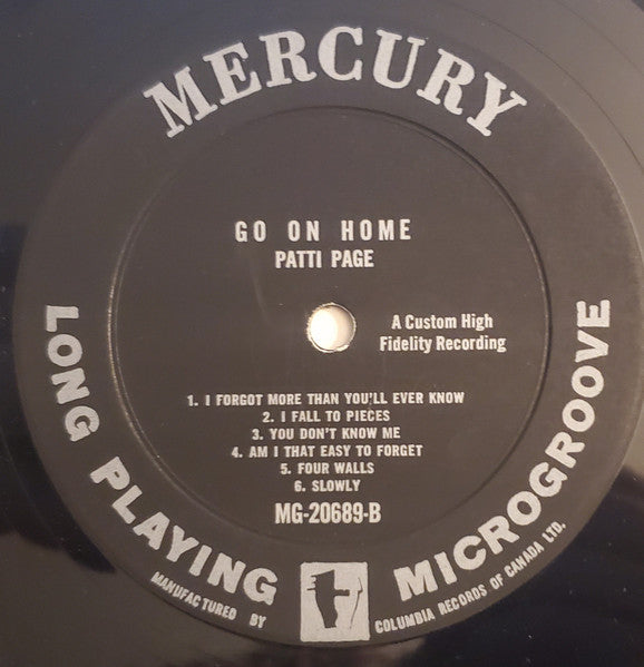 Patti Page – Go On Home - 1962 MONO Original! Vinyl Pursuit Inc
