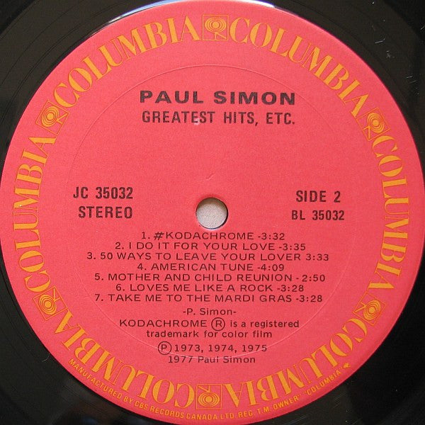 Paul Simon Greatest Hits, Etc. Vinyl Pursuit Inc