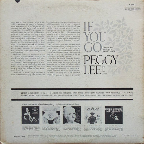 Peggy Lee – If You Go -  1961 Original Mono in Shrinkwrap Vinyl Pursuit Inc