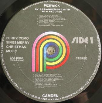Perry Como – Perry Como Sings Merry Christmas Music -  1977 Pressing Vinyl Pursuit Inc
