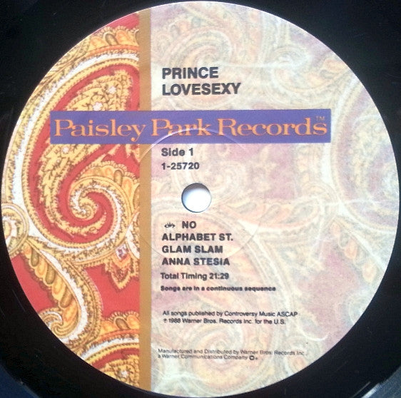 Prince – Lovesexy - 1988 US Original Pressing – Vinyl Pursuit Inc