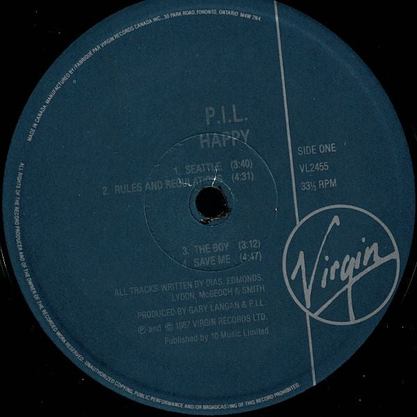 Public Image Limited – Happy? - 1987 Original Vinyl Pursuit Inc