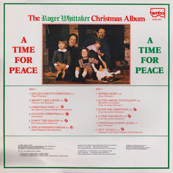 Roger Whittaker – A Time For Peace (Christmas Album)  1976 in Shrinkwrap! VinylPursuit.com